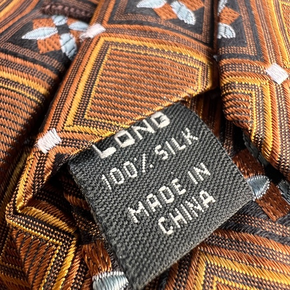 Jos A Banks Silk Tie Copper Gold and Black Wide Width - Picture 5 of 5